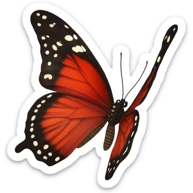 Single red butterfly side view  sticker