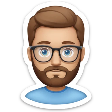 bearded man wearing glasses with light blue eyes brownish hair sticker