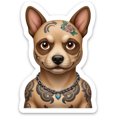 tattooed scary looking dog with heavy face tattoes sticker
