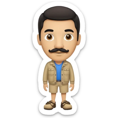 Man in crocs light brown with black hair and mustache  sticker