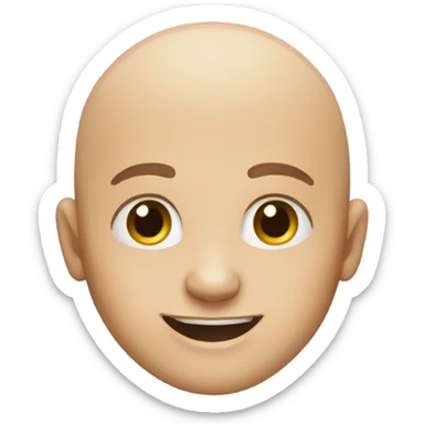 bald boy smiling at viewer sticker