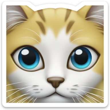Gata Blanca con él ojo derecho azul y el ojo izquierdo entre verde y amarillo  sticker