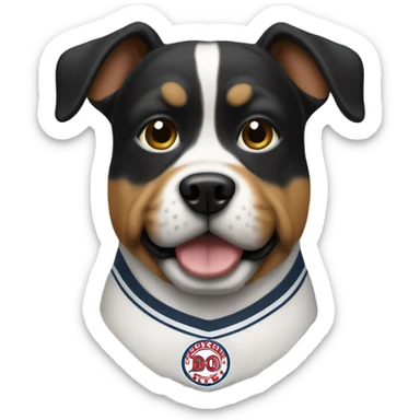 Dog wearing a Boston fleet jersey  sticker