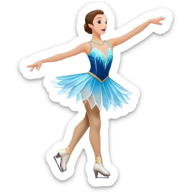 An icon of a theatrical ice show with close-up costumed figure skater performing a dramatic scene on a glowing ice stage. Spotlights, colorful scenery, and a cheering audience in a grand arena convey the magic and artistry of the ice performance. Transparent background included. sticker