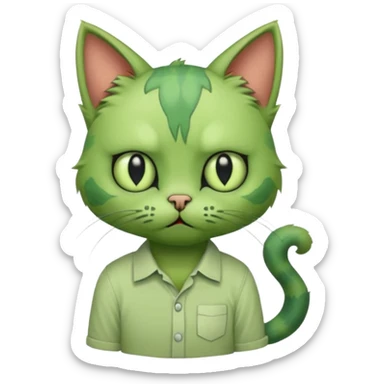 a super cute zombie green cat with shirt, look sad but not danger

 sticker