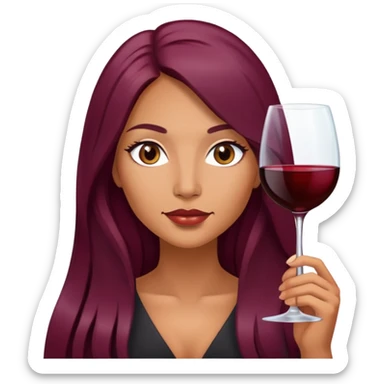 Wine colored hair Latina long hair  sticker