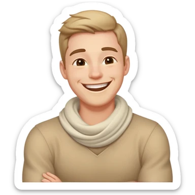 a guy laughing with arms around neck sticker