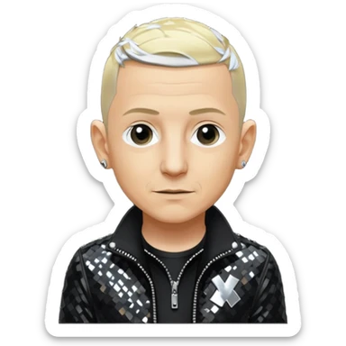 Chester Bennington from Linkin Park with blonde hair, black sequin outfit sticker