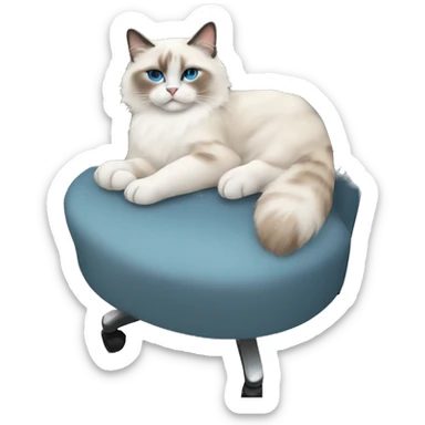 ragdoll cat sleeping on an office chair sticker