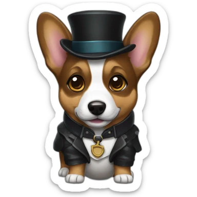 Black corgi wearing Sherlock holmes costume sticker