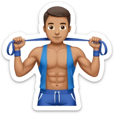 fit man with blue shorts resistance bands exercises sticker