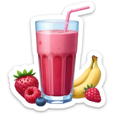 Juice contains: Strawberry Yoghurt, Blueberries, Apple Juice, Raspberries, Banana & Ice. In 3D. Aesthetic sticker