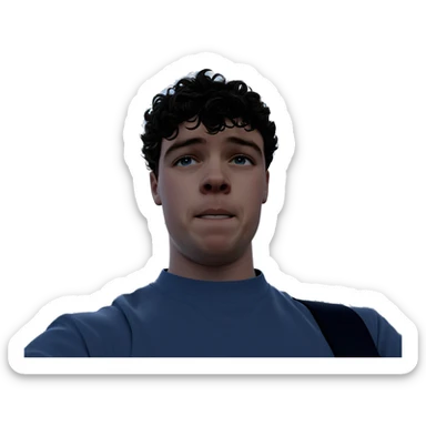 thoughtful boy under blue sky sticker