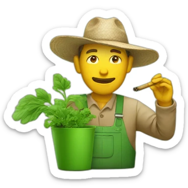 farmer smoking on some green stuff sticker