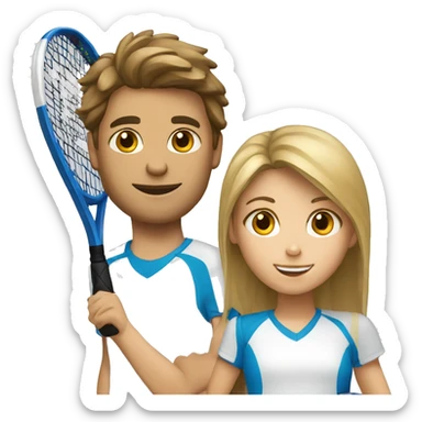 girl padel tennis player and boy runner sticker