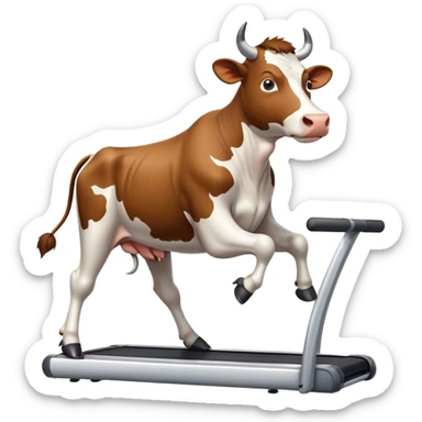 Cow on treadmill sticker