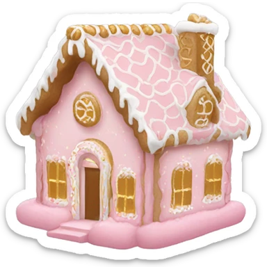 light pink and gold and white gingerbread house sticker