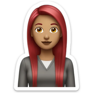 woman with long straight and ruby hair sticker