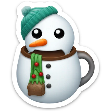Snowman drinking coffee sticker