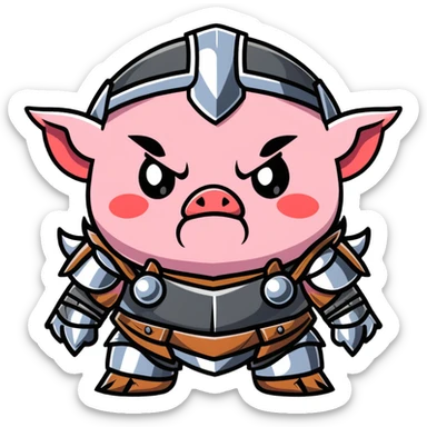 angry Minecraft baby Piglin in leather armor sticker