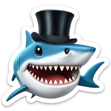 Shark with a top hat sticker