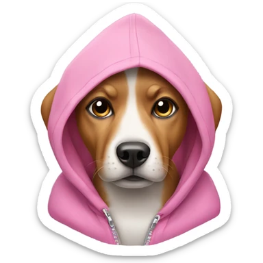 dog wearing a pink hoodie sticker