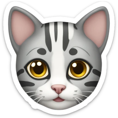 gray striped cat with white spots sticker