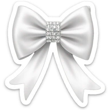 white satin bow with rhinestones in middle sticker