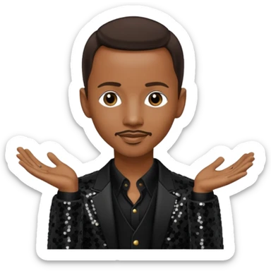 Tevin Campbell with dark brown hair, black sequin outfit sticker