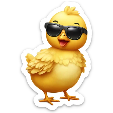 A baby chicken with sunglasses  sticker