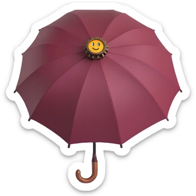 burgundy umbrella with a steampunk design in 3D emoji style sticker