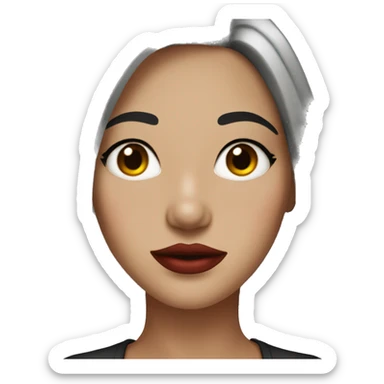 Girl with bob grey hair, freckles, black eyeline and red lips sticker