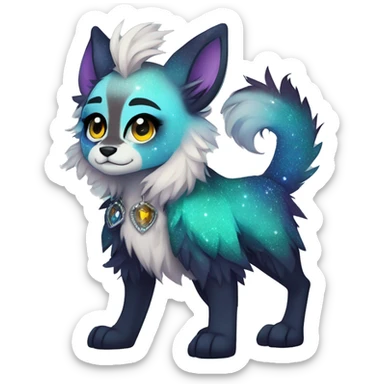 Cool cute Kawaii edgy fantasy animal sparkle fursona Fionbri by griffsnuff & LiLaiRa & Falvie full body sticker
