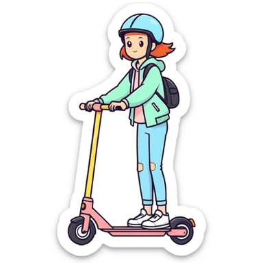 Teen girl on electric scooter sticker
