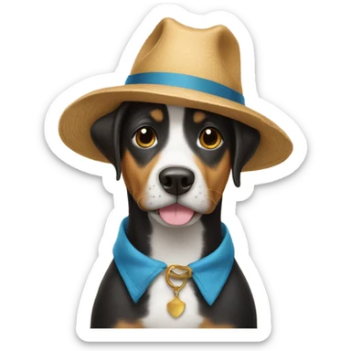 Dog wearing hat sticker