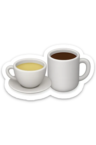 emoji 3d stile iphone che rappresenta una tazza di thè accanto ad una tazzina di caffè 3d sticker