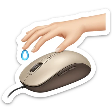 the hand using the mouse sticker