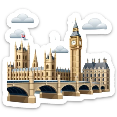 Make a full city of London with the Big Ben in the background and the Tower Bridge over the river  sticker