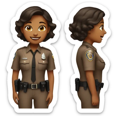 A police woman, brown skin, happy sticker