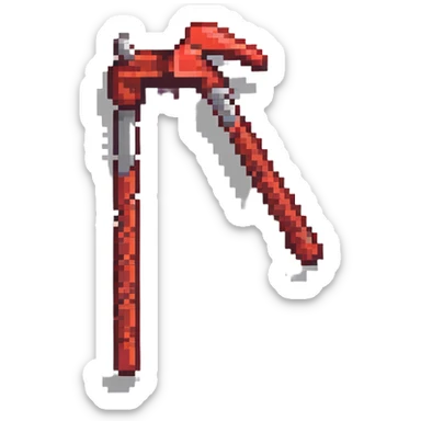 crowbar in Minecraft style, blocky, pixelated, red, alternate design 2 sticker