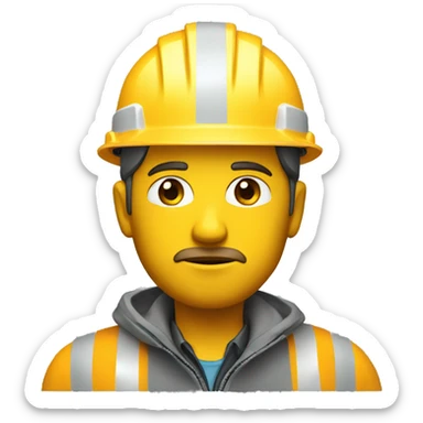 sad engineer wearing a yellow reflectorize jacket and construction hard hat  sticker