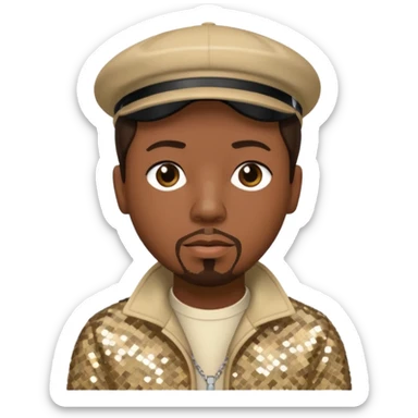 Nate Dogg with dark brown hair, beige sequin outfit sticker