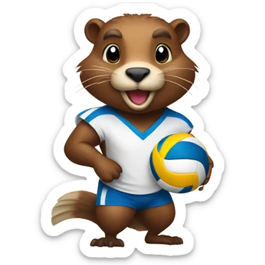 Beaver playing volleyball  sticker