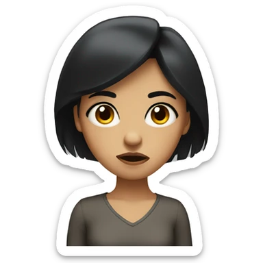 girl with black hair doing a rude and mean side eye  sticker