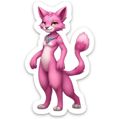 Anthropomorphic Anthro Pink Sona Lynx-Fakémon Furry Full Body sticker