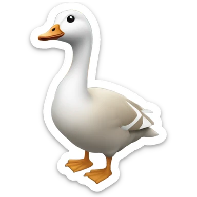 A goose waiting for a bus, with a bus approaching sticker