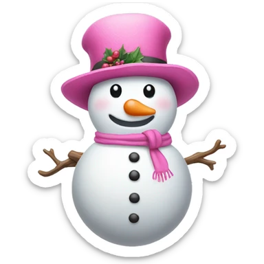 Snowman with a pink hat sticker