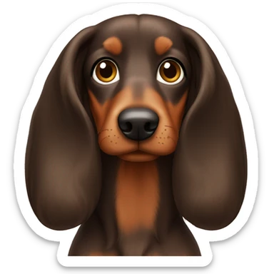 Teckel with long brown hair sticker