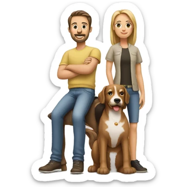Familie mit 2 Hunden  sticker