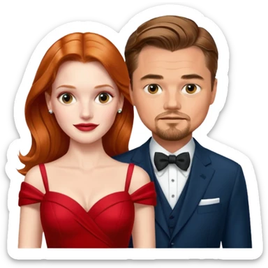 leonardo di caprio and Jessica Chastain in a red dress sticker